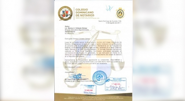 COLEGIO DOMINICANO DE NOTARIOS AGRADECE PARTICIPACIÓN DEL DEPARTAMENTO AEROPORTUARIO EN FORO SOBRE TRANSPARENCIA NOTARIAL